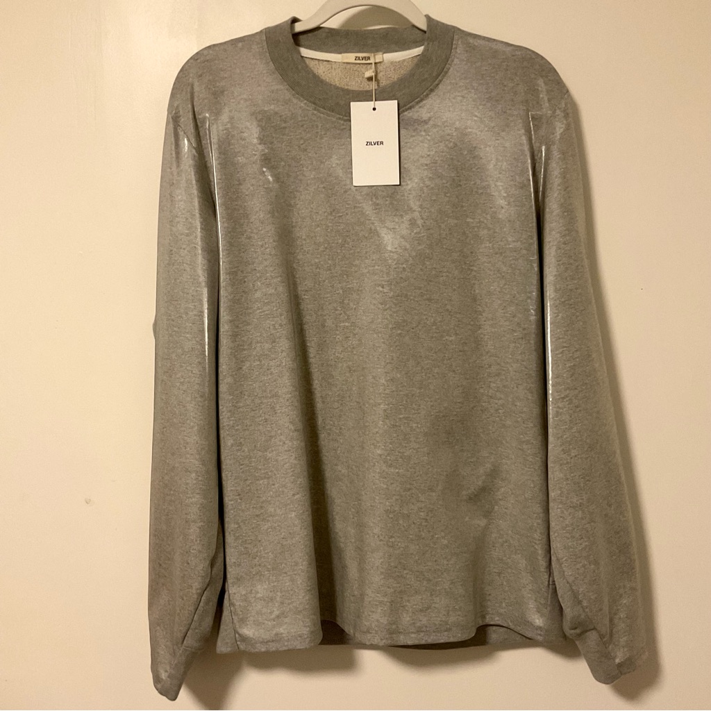 Zilver By Pedro Loureno Men’s Coated Grey Crew Neck Sweatshirt Size L Nwt